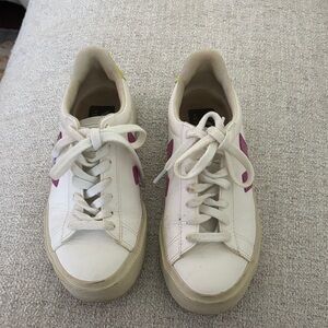 Veja Women's White and Purple Sneakers